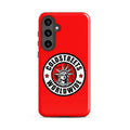 Red phone case for Samsung Galaxy S20, S21, and S22 featuring Statue of Liberty logo