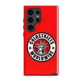 Red phone case for Samsung Galaxy S20, S21, S22 with Coldstreets Worldwide logo