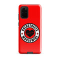 Red phone case for Samsung Galaxy S20, S21, S22 with Coldstreets Worldwide logo