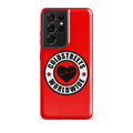 Red phone case for Samsung Galaxy S20, S21, S22 with Coldstreets Worldwide logo