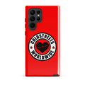 Red phone case with Coldstreets Worldwide logo, compatible with Samsung Galaxy S20 S21 S22