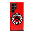 Red phone case for Samsung Galaxy S20, S21, S22 with Coldstreets Worldwide logo