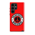 Red phone case with Coldstreets Worldwide logo for Samsung Galaxy S20, S21, S22