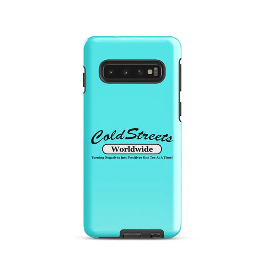 Turquoise phone case with ColdStreets Worldwide for Samsung Galaxy S20 S21 S22