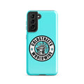 Turquoise phone case for Samsung Galaxy S20, featuring Coldsteel’s logo and Statue of Liberty