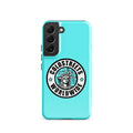 Turquoise phone case for Samsung Galaxy S20 S21 S22 with Coldstreet Worldwide logo and Statue of Liberty