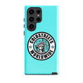 Turquoise phone case for Samsung Galaxy S20, S21, S22 with Coldstreet’s logo and Statue of Liberty
