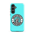 Turquoise phone case for Samsung Galaxy S20, S21, S22 with Statue of Liberty logo