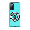 Turquoise phone case for Samsung Galaxy S20 S21 S22 with Coldstreets Worldwide logo