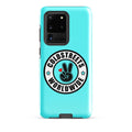 Turquoise phone case for Samsung Galaxy S20 S21 S22 featuring Coldstreets Worldwide logo