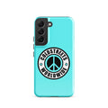 Turquoise phone case with peace symbol for Samsung Galaxy S20, S21, S22 from CS Clothing Co