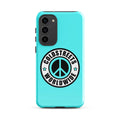 Turquoise phone case for Samsung Galaxy S20, S21, S22 featuring Coldstreets Worldwide logo