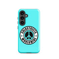 Turquoise phone case with peace sign for Samsung Galaxy S20, S21, S22 by CS Clothing Co