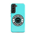 Turquoise phone case with smiley logo for Samsung Galaxy S20, S21, S22 by CS Clothing Co