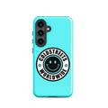 Turquoise phone case with black smiley logo for Samsung Galaxy S20, S21, S22