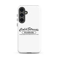 White phone case with ColdStreets Worldwide logo for Samsung Galaxy S20, S21, S22