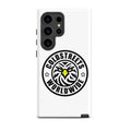 White phone case for Samsung Galaxy S20, S21, S22 with Coldstreets Worldwide logo