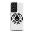 White smartphone case with Coldstreets Worldwide peace logo for Samsung Galaxy S20 S21 S22