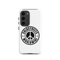 White phone case for Samsung Galaxy S20, S21, S22 featuring Coldstreet Worldwide logo