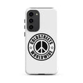 White phone case with peace logo for Samsung Galaxy S20, S21, S22 - CS Clothing Co