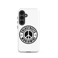 White phone case with peace logo and COLDSTREET WORLDWIDE for Samsung Galaxy S20, S21, S22