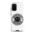 White phone case with smiley logo for Samsung Galaxy S20, S21, S22 by CS Clothing Co