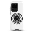 White phone case with black smiley logo and Coldstreets Worldwide text for Samsung Galaxy S20 S21 S22