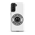 White phone case with black smiley logo for Samsung Galaxy S20, S21, S22