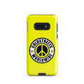 Yellow phone case with peace sign logo for Samsung Galaxy S20 S21 S22 by CS Clothing Co