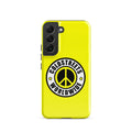 Yellow phone case with peace symbol logo for Samsung Galaxy S20, S21, S22 by CS Clothing Co