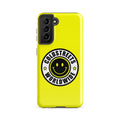 Yellow phone case with smiley logo for Samsung Galaxy S20, S21, S22 by CS Clothing Co