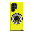 Yellow phone case with black and white Coldstreet Worldwide logo for Samsung Galaxy S20 S21 S22