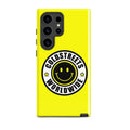 Yellow phone case with Coldstreets Worldwide logo for Samsung Galaxy S20, S21, S22