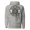 Grey hoodie with Coldstreets Worldwide logo featuring eagle design in carbon grey white