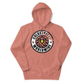 Dusty pink hoodie with Coldspell Worldwide logo, perfect for a Grey White Sky look