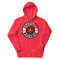 Red hoodie with Coldpeaks Worldwide logo, perfect for Dusty Rose Team style