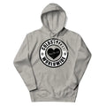 Grey hooded sweatshirt with Coldpeak Worldwide logo in carbon grey white color