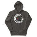 Dark gray hooded sweatshirt with Coldstep Worldwide logo, perfect for stylish comfort