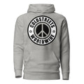 Grey hoodie with Coldstreets Worldwide logo in carbon grey white color design