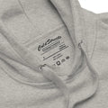 Grey cotton hoodie from CS Clothing Co. with clothing care label in carbon grey white