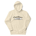 Cream-colored hoodie sweatshirt with Cold Street Georgia text from CS Clothing Co. in carbon grey white