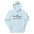 Light blue hoodie with Cold Street Georgia print from CS Clothing Co, in carbon grey white