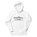 White hoodie sweatshirt featuring Cold Street, Georgia design from CS Clothing Co