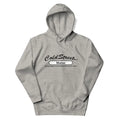 Gray hooded sweatshirt with Cold Street Maine design in Carbon Grey White fabric