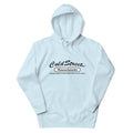 Light blue hooded sweatshirt with Cold Street Massachusetts design for CS Clothing Co