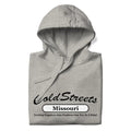 Light gray hooded sweatshirt with Cold Streets Missouri design from CS Clothing Co