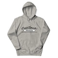 Gray hooded sweatshirt with Cold Street Oklahoma design in Carbon Grey White color