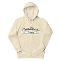 Cream-colored hoodie sweatshirt with Cold Street Oregon text, perfect for dusty rose team style