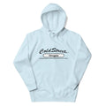 Light blue hooded sweatshirt with Cold Street Oregon print from CS Clothing Co