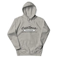 Gray hooded sweatshirt with Cold Street Pennsylvania text from CS Clothing Co in carbon grey white